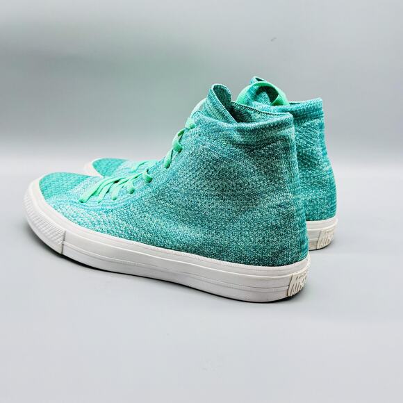 Converse Shoes Mens 9.5 Womens 11.5 Green Knit Chucks High Top All Star Sneakers - Picture 6 of 12